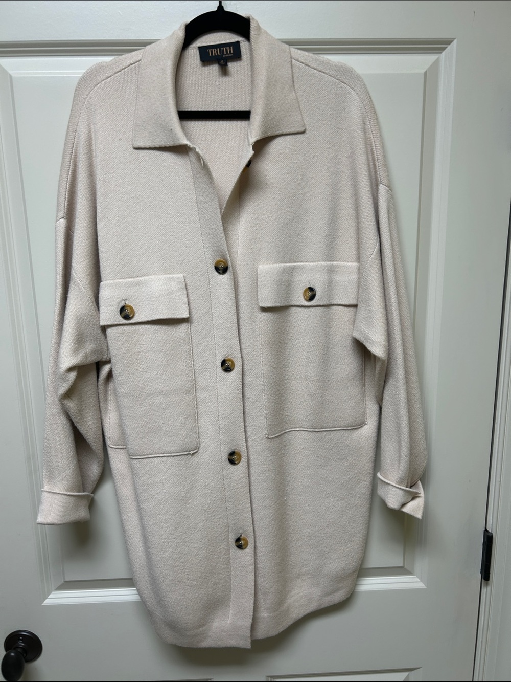 TRUTH Cream Button-Front Utility Jacket